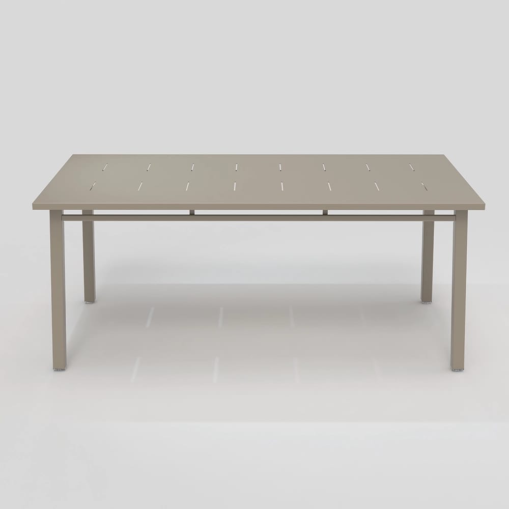 Maiori Aluminum Rectangular Long Patio Dining Table with Umbrella Hole, Light Taupe