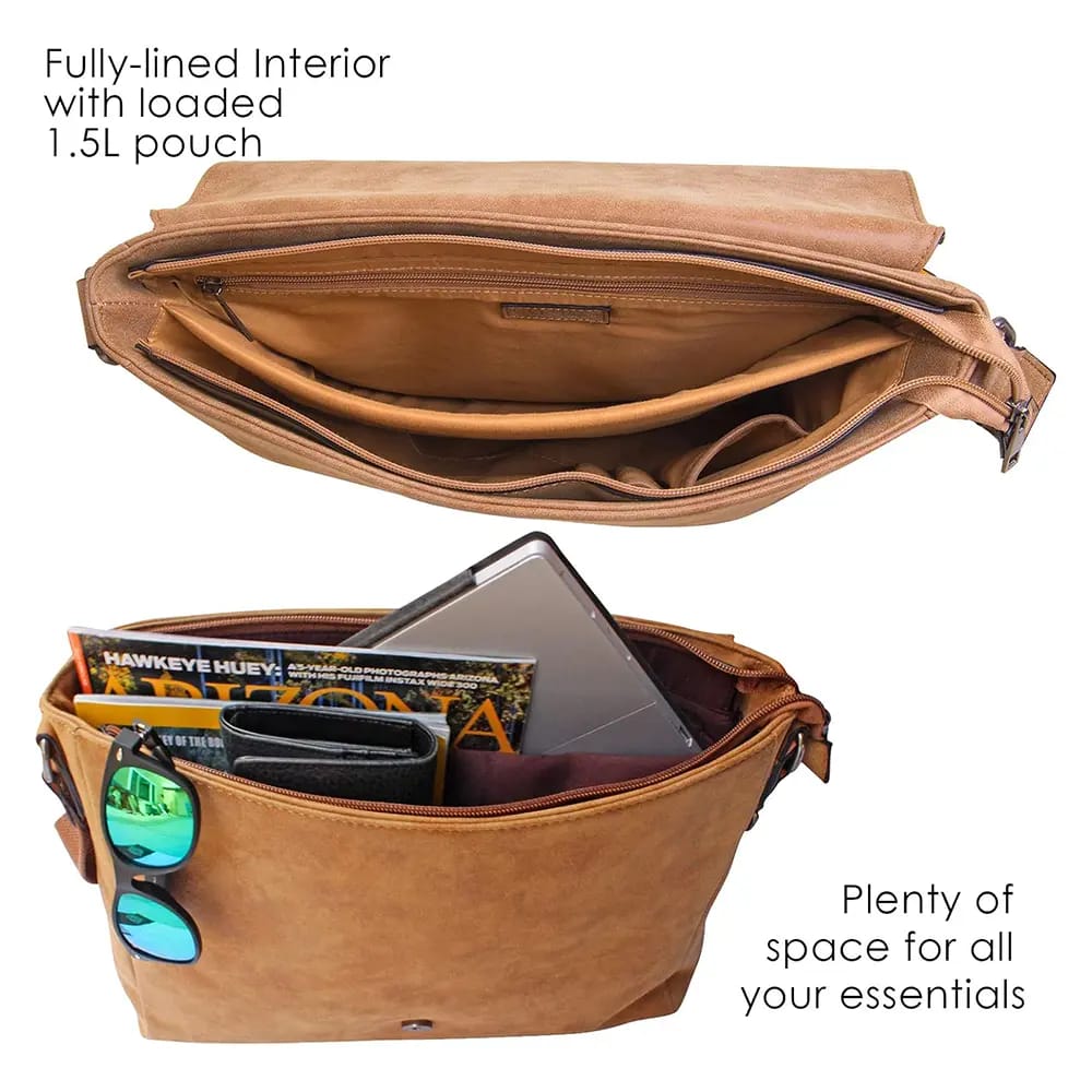 PortoVino Vegan Leather Wine Bag, Camel