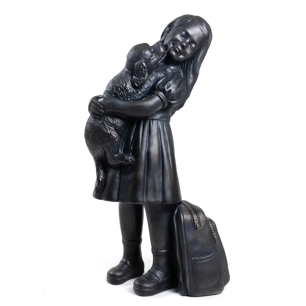 34" Girl with Puppy Garden Statue