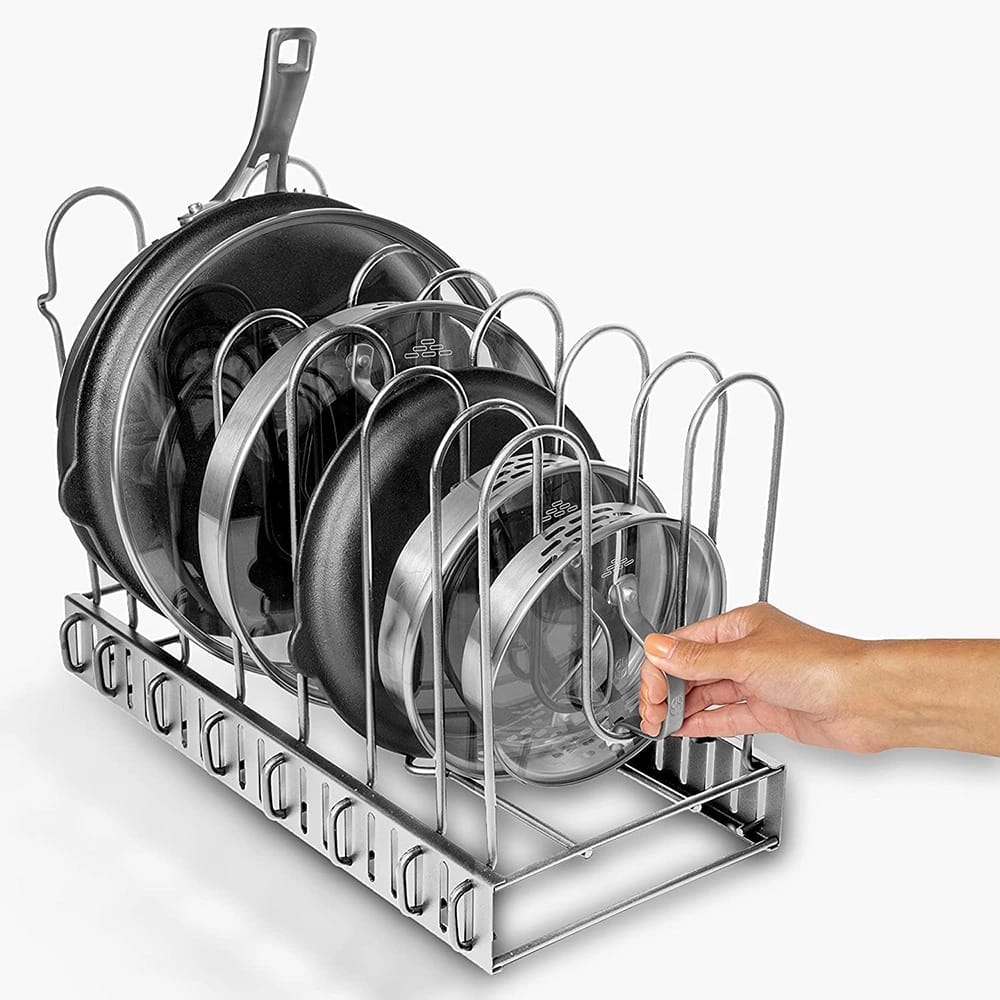 Pan Organizer Rack for Cabinet, Silver