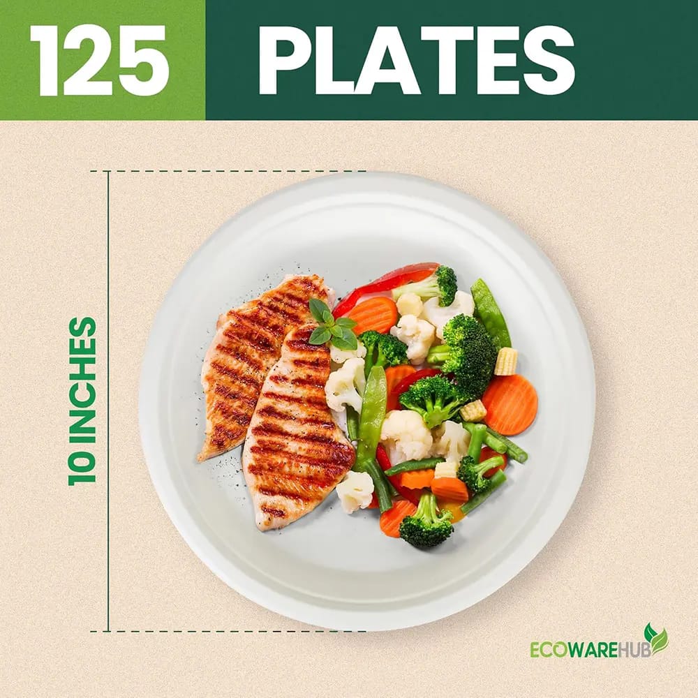 Ecoware Biodegradable 10" Plate, 125 Count