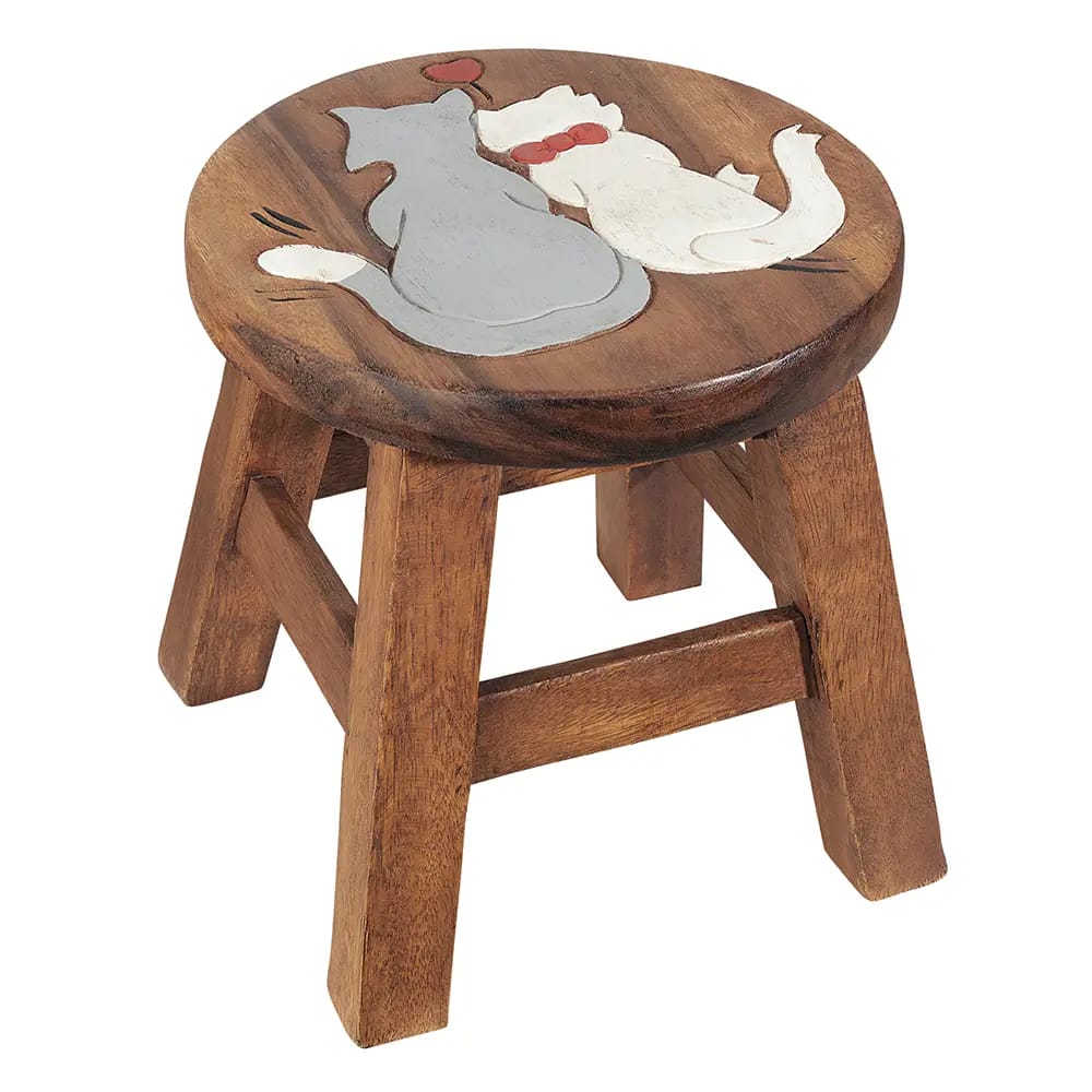 Hand Carved Kids Stool, 4-Pack