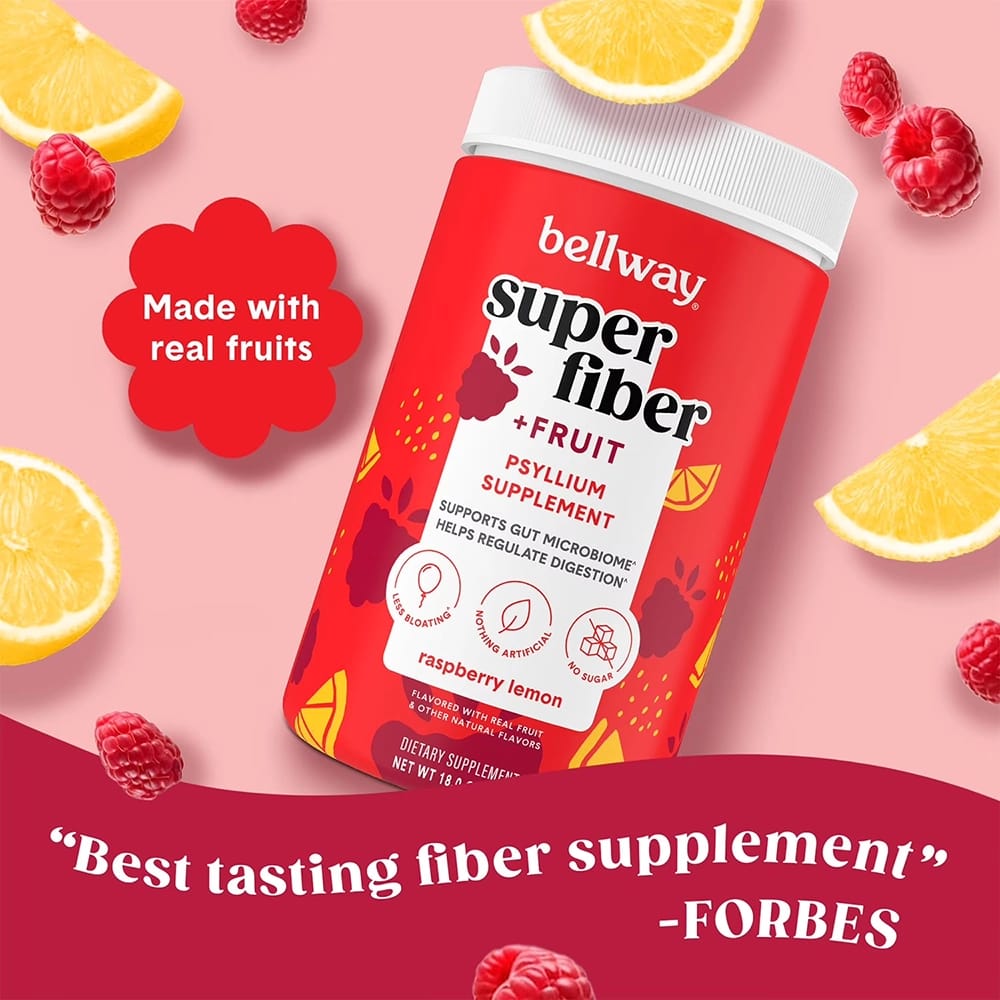 Bellway Psyllium Husk Powder Fiber Supplement, Raspberry Lemon, 18oz