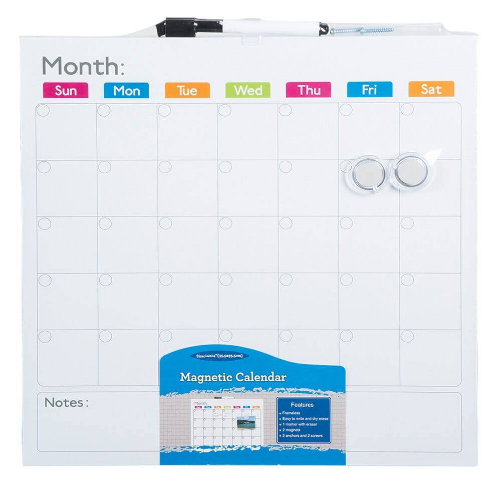 Magnetic Whiteboard Calendar, 14"