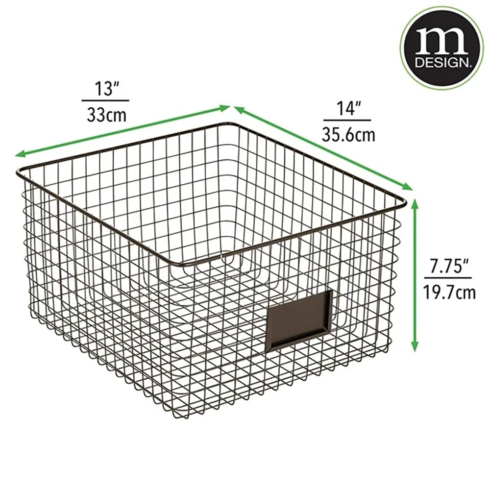 mDesign Closet Storage Wire Basket, Bronze, 4 Pack