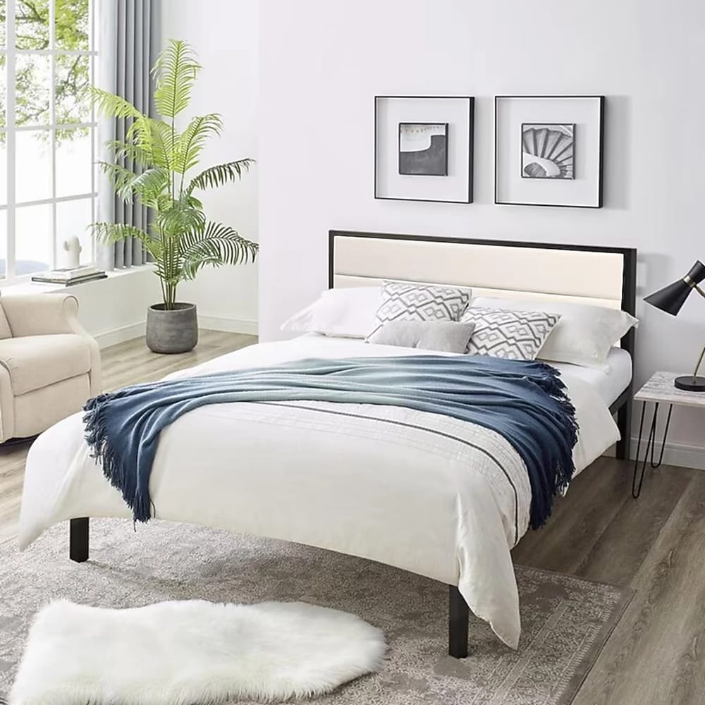 Belle Isle Furniture Highland Platform Bed, Full, Beige/Black