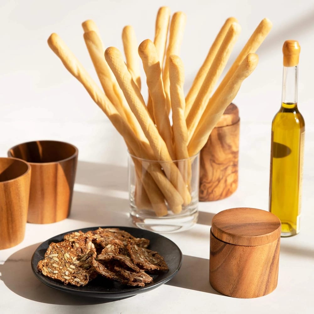 Villa Acacia Wood Salt Pot, Brown