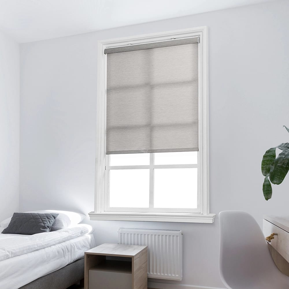 Cordless Textured Fabric Roller Shade, Gray, 39" x 66"