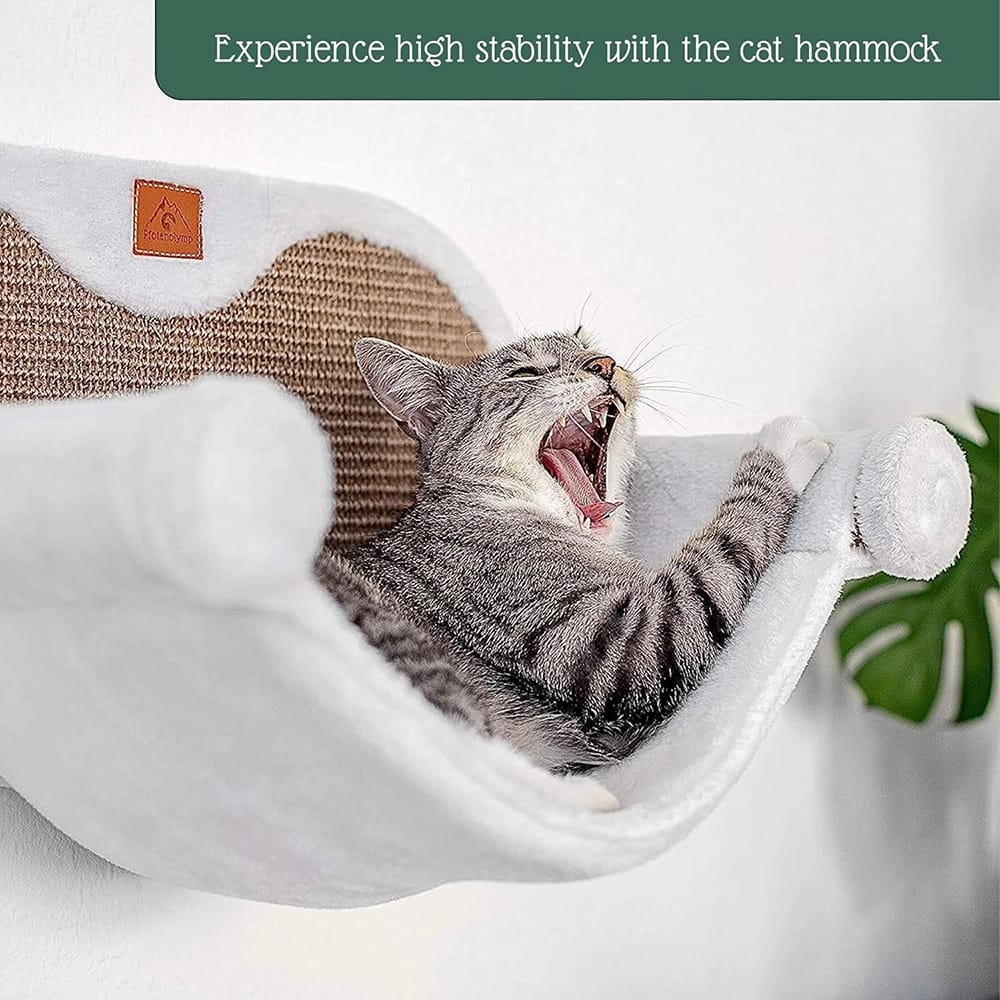 Wall Mounted Cat Hammock, White/Natural