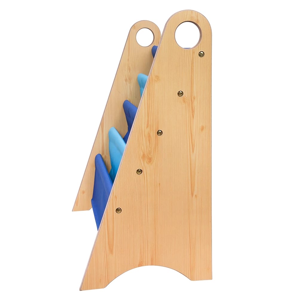 Wildkin Kids Canvas Bookshelf, Natural/Dark Blue/Light Blue