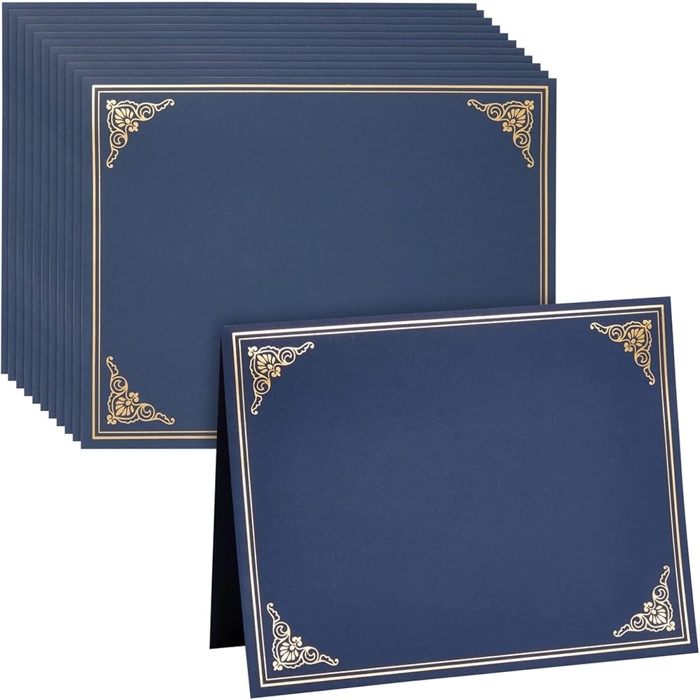 BEST PAPER GREETINGS Certificate Holders, Navy, 12 Pack