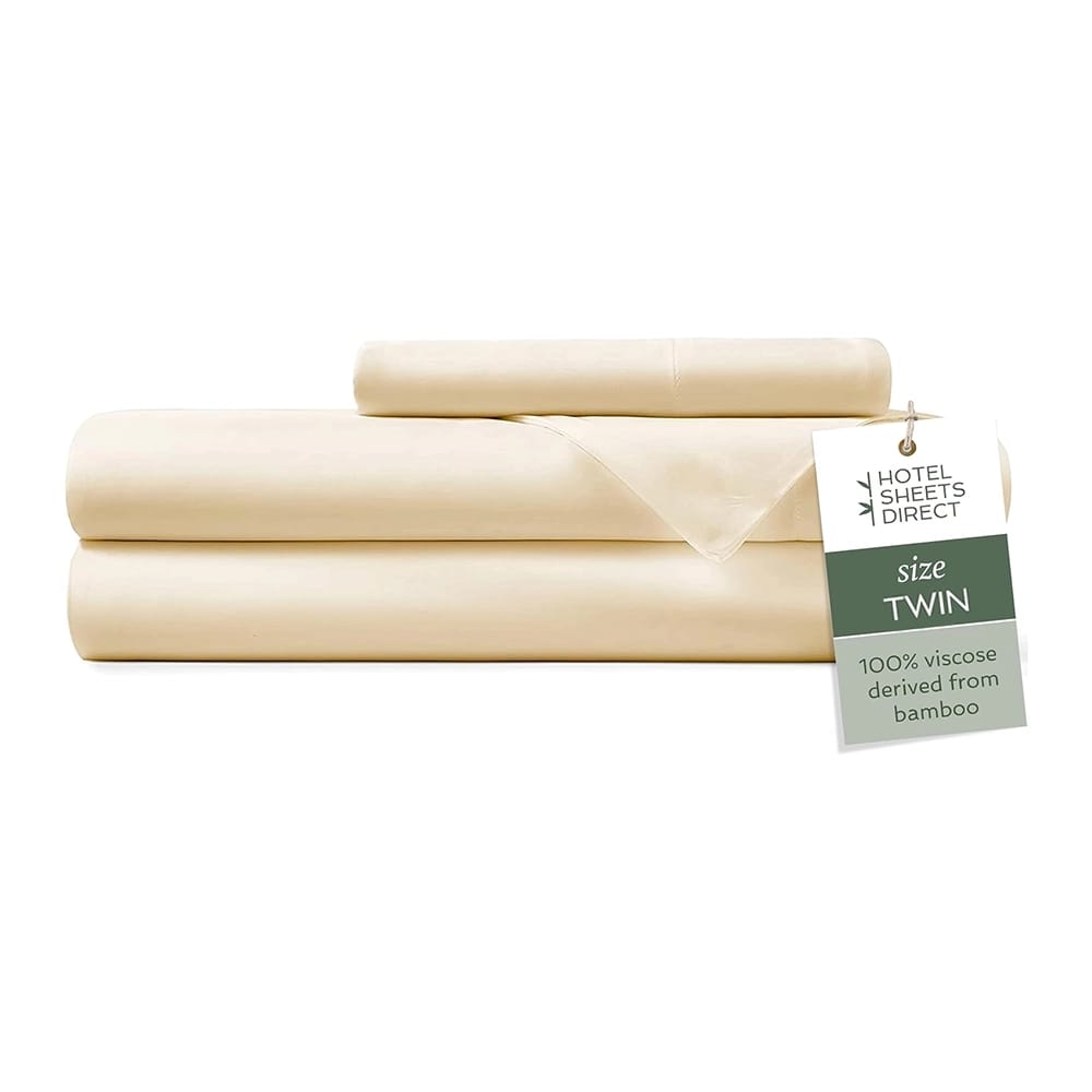 Hotel Sheets Direct 3-Piece Bed Sheet Set, Twin, Cream