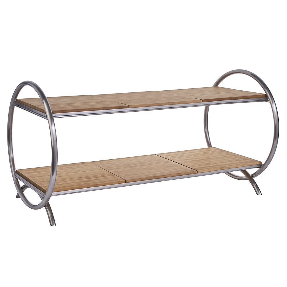 Oneida Stainless Steel O-Frame Buffet Riser with Bamboo Shelves