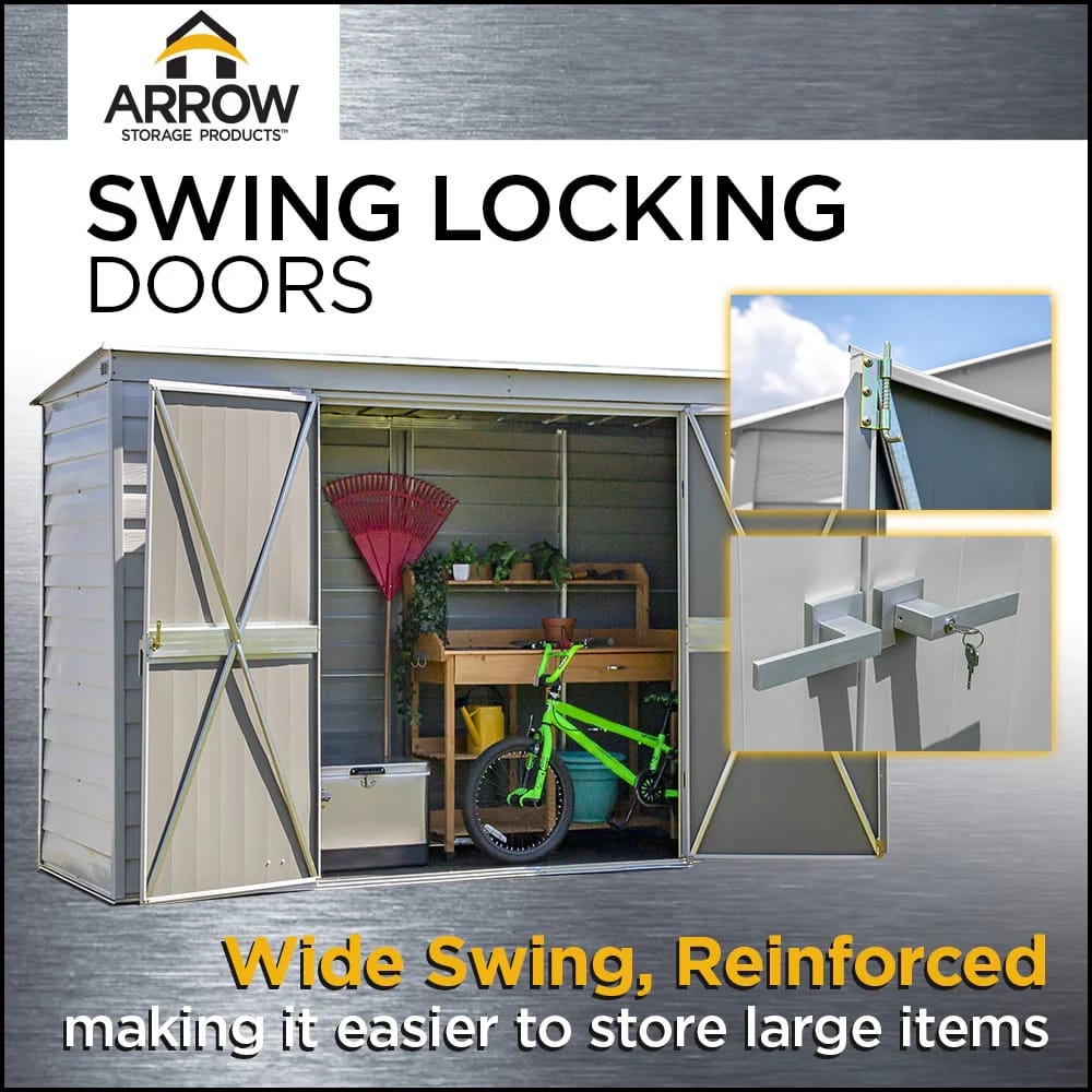 Arrow Select 6' x 7' Galvanized Steel Storage Shed, Sage Green