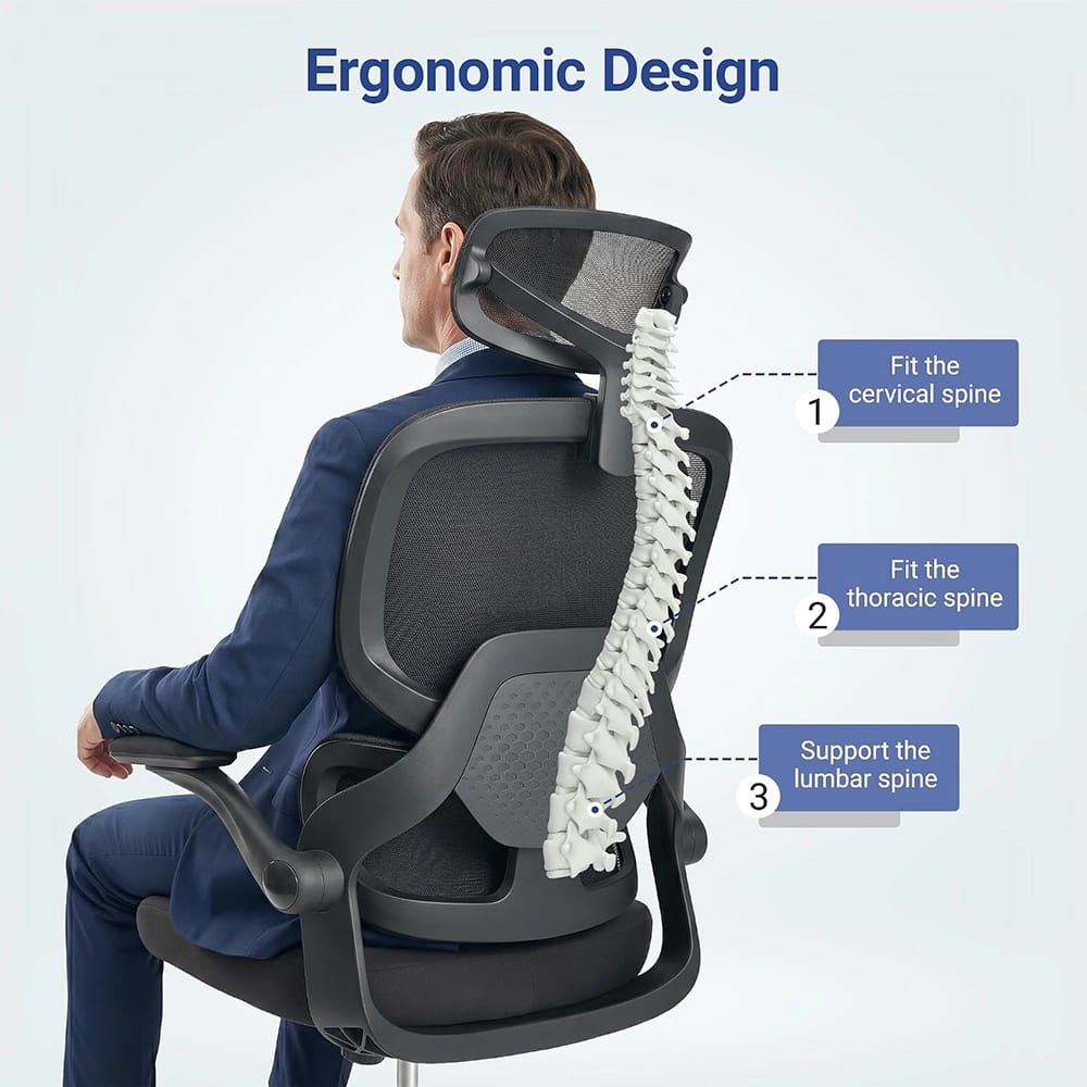FAMSINGO Ergonomic Office Chair with Full Mesh Seat & Back, Black