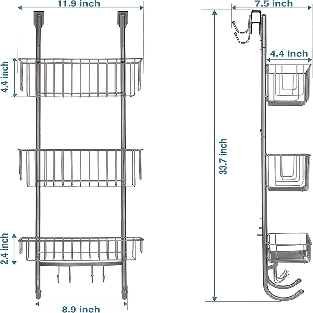 Smartpeas Hanging Shower Caddy, Gray/Chrome