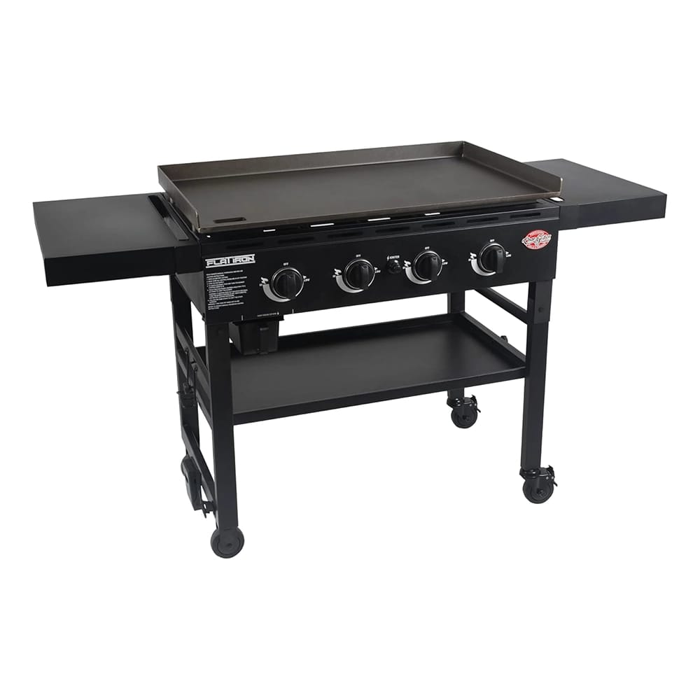Char-Griller Flat Iron 4-Burner Propane Gas Flat-Top Griddle, Black