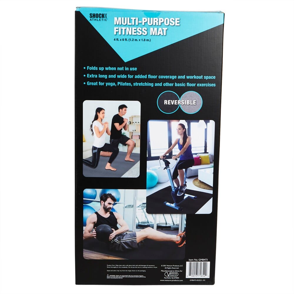 Shock Athletic Reversible Multi-Purpose Fitness Mat, 48" x 72"