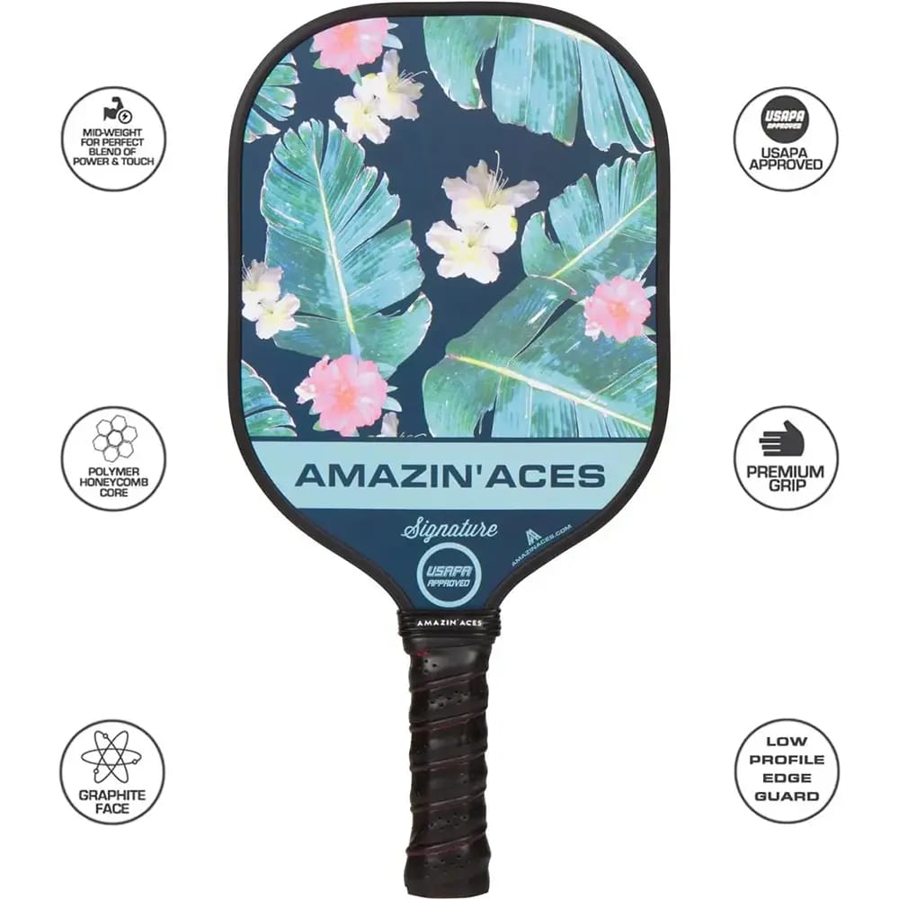 Amazin' Aces Signature Graphite Pickleball Paddle, Tropic Green