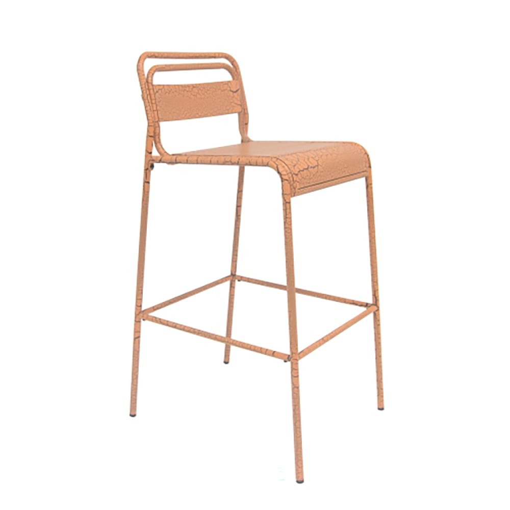 Carmella Stackable Metal Outdoor Bar Stool, Orange, 2 Count