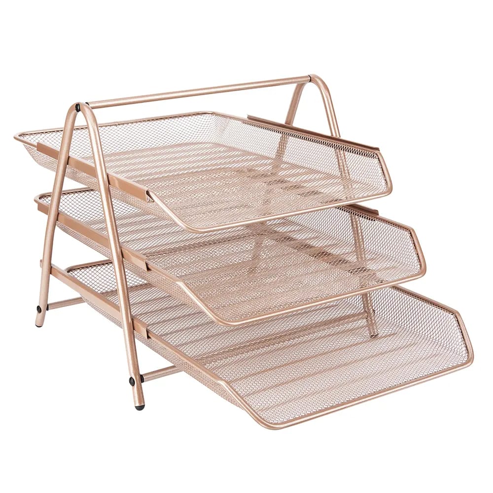 3 Tier Rose Gold File Tray