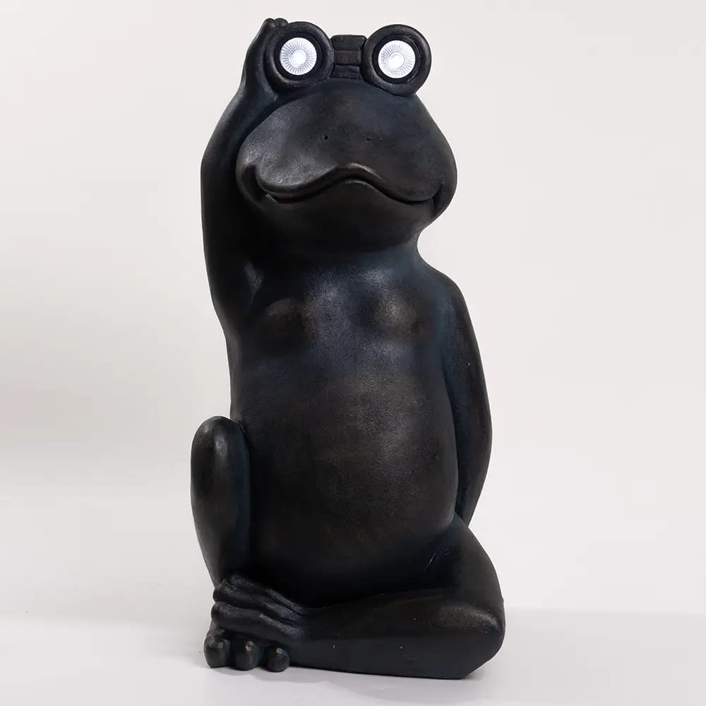 32" Sitting Frog Solar Garden Statue