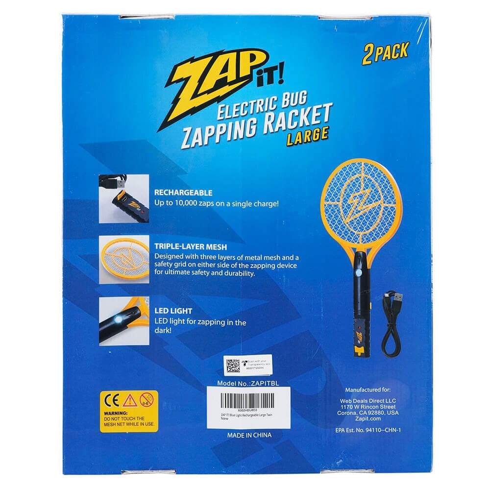 ZAP IT! Battery-Powered Large Bug Zapping Racket, 2 Count