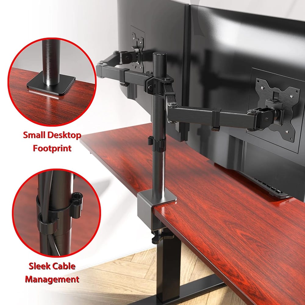 SHW Fully Adjustable Dual Monitor Desk Mount