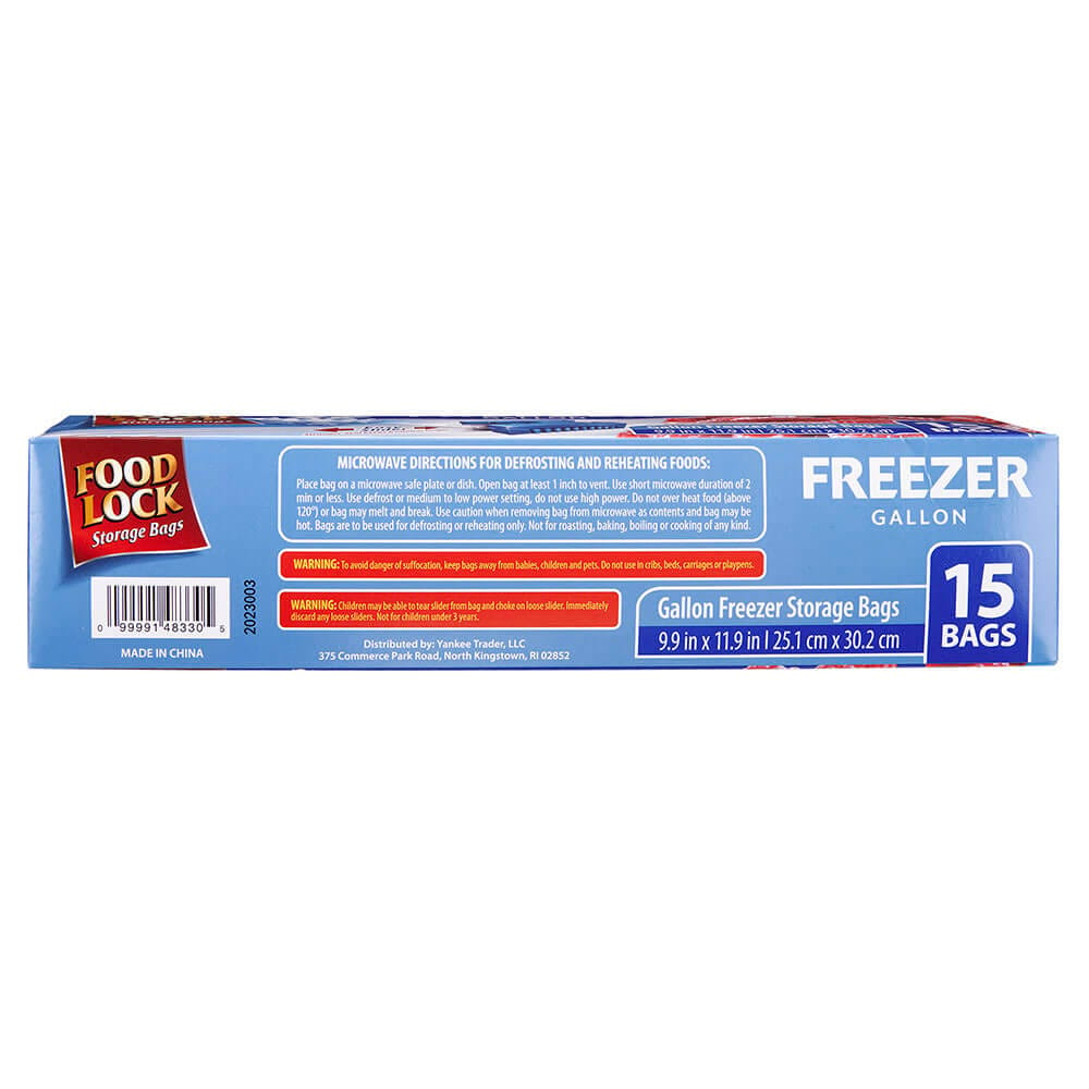 Food Lock Easy Slider Gallon Freezer Storage Bags, 15 Count