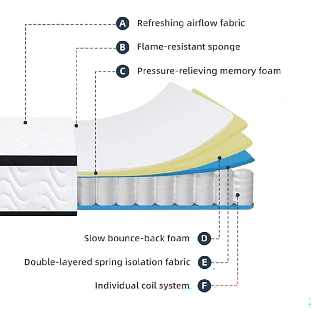 MOLBIUS 10" Medium Firm Feel Memory Foam Mattress, Queen