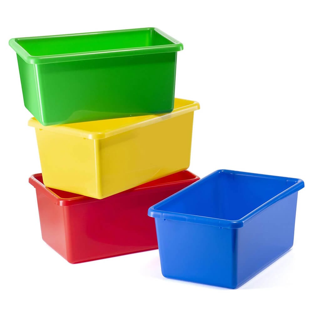 Prextex Plastic Toy Storage Bins, Set of 4, Multicolor