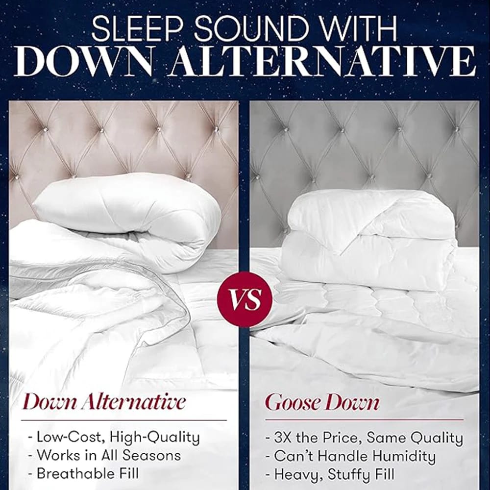 Beckham Hotel Collection Goose Down Alternative Reversible Comforter, Full/Queen, Navy/Sleet