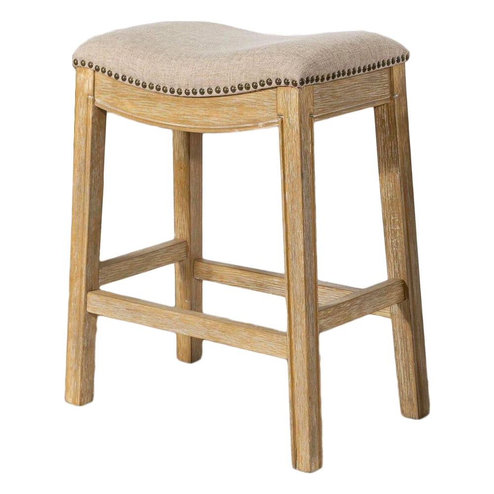 NewRidge Home Goods 26" Saddle Counter-Height Barstool, Natural/Cream