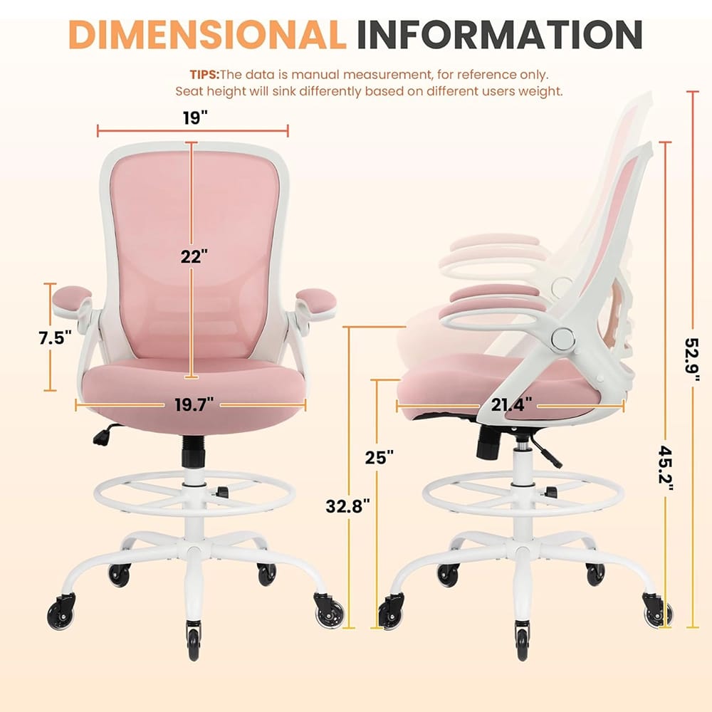 HYLONE Adjustable Ergonomic Office Chair, Pink