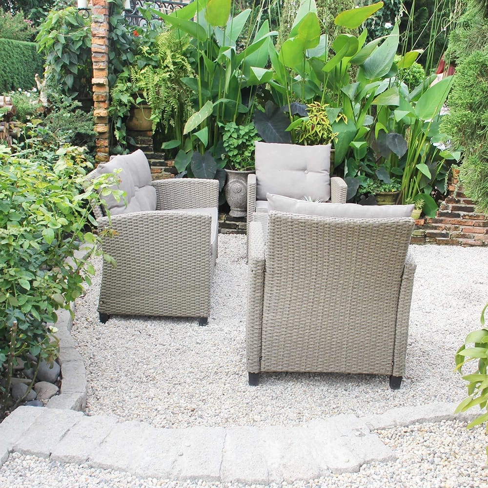 Outdoor 4-Piece Resin Wicker Patio Set, Brown/Light Brown
