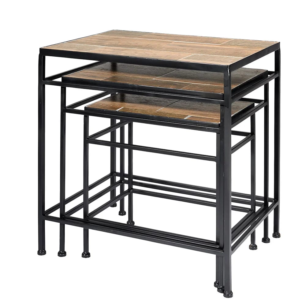 WoodLook TileTop Nesting Tables, Set of 3