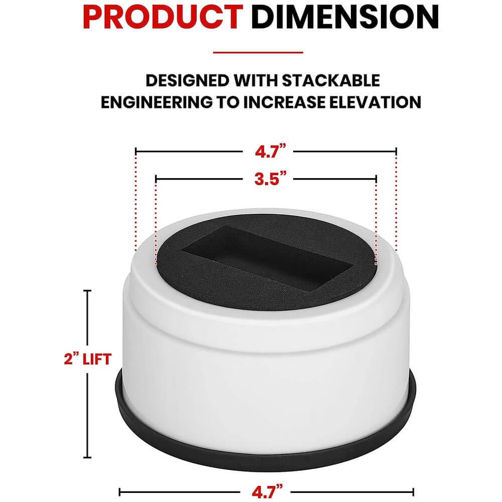 iPrimio 2-Inch Lift Round V-Shape Bed Risers, Set of 6, White