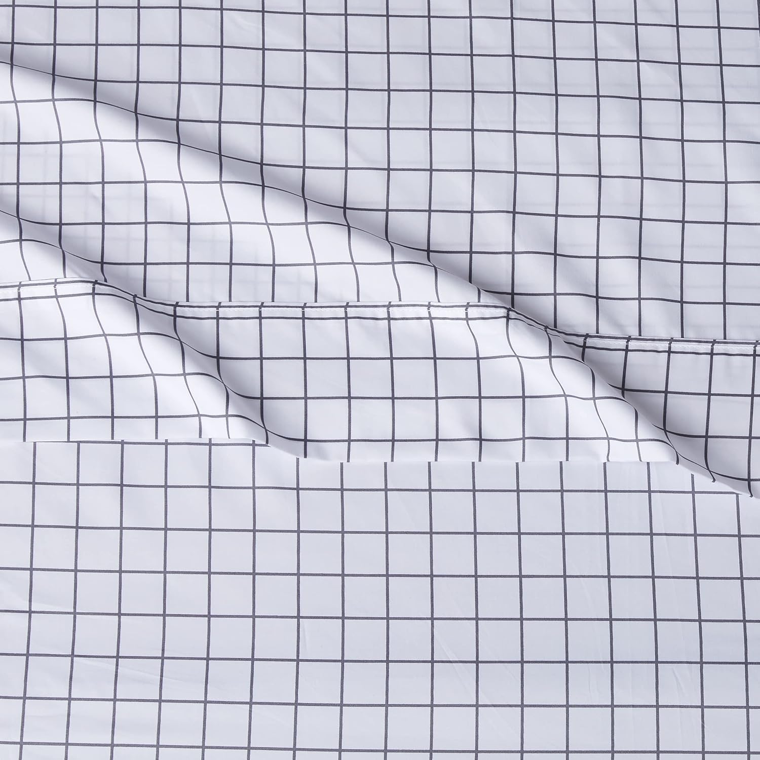 Lightweight Super Soft Microfiber Sheet Set, Queen, Blue/Gray Windowpane