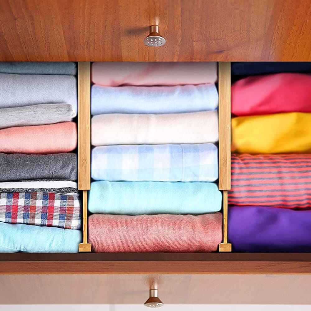 Homemaid Living 100% Bamboo Drawer Dividers, Set of 4, Natural