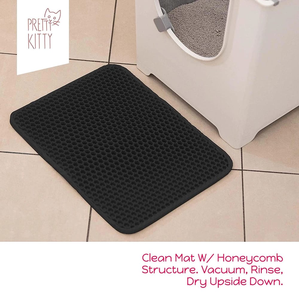 Pretty Kitty 12" x 16" Cat Litter Mat, Black