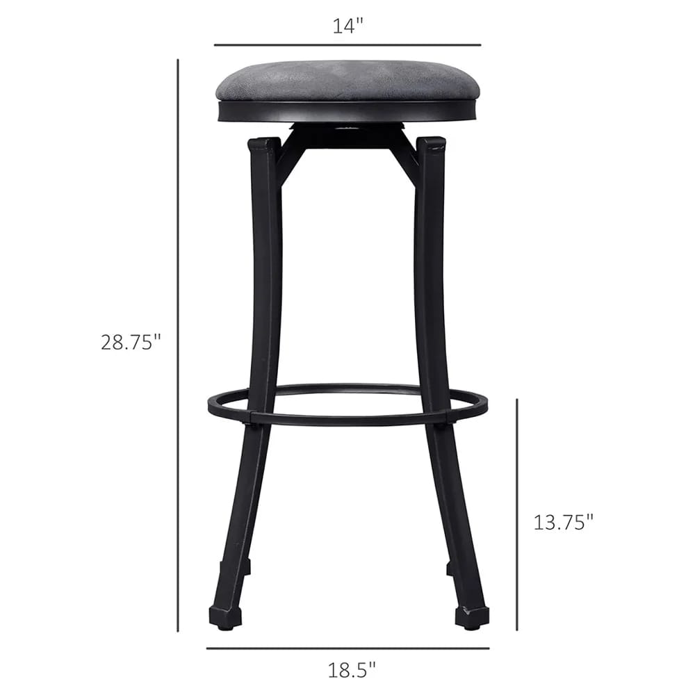 HomCom Vintage Barstools, Set of 2, Dark Gray