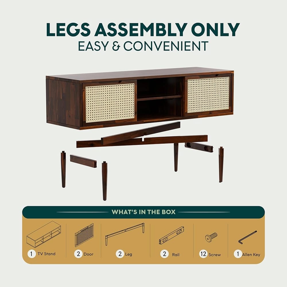 Bme Solid Wood Oliver TV Stand, Walnut