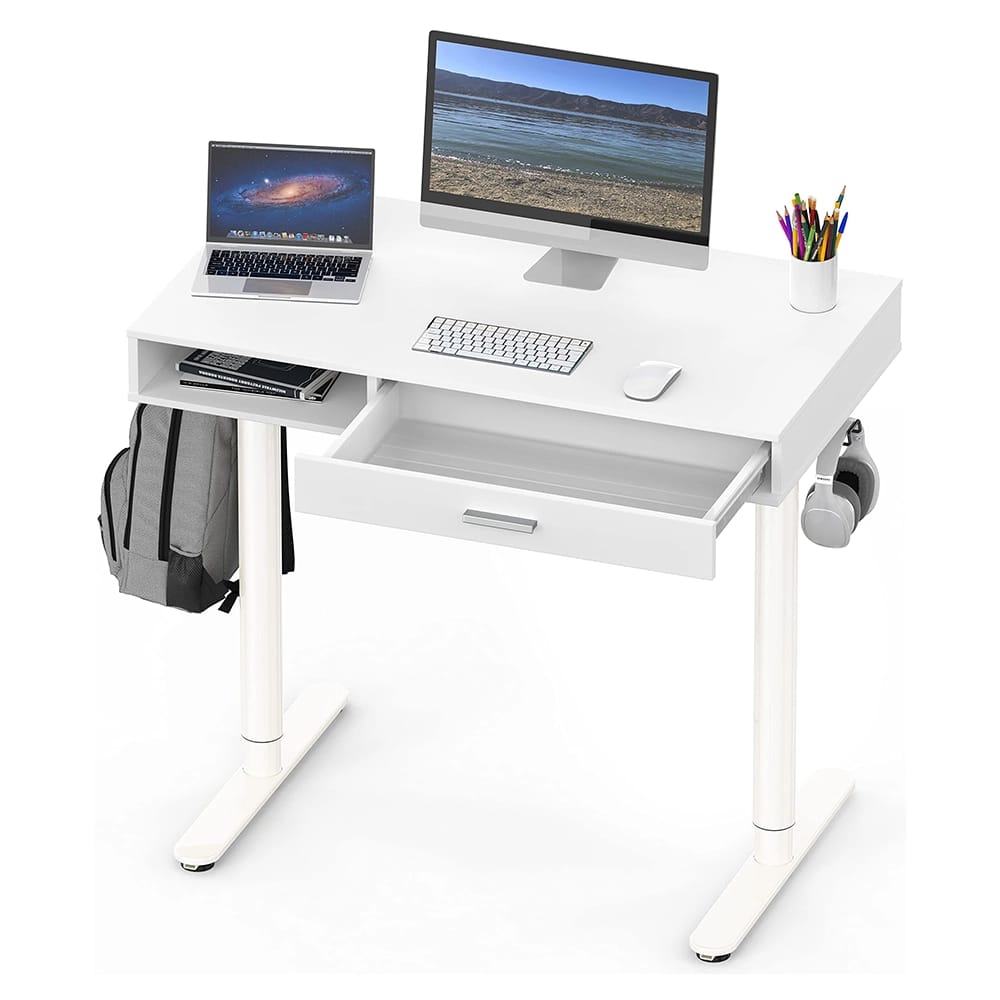 Simple Houseware 40" Height Adjustable Electric Standing Desk with Drawer, White
