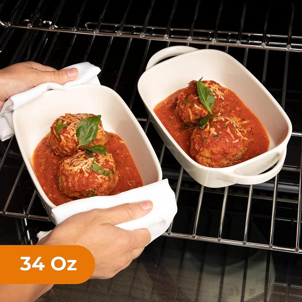 Bruntmor 10.5" x 5" Ceramic Baking Dish, White, Set of 2