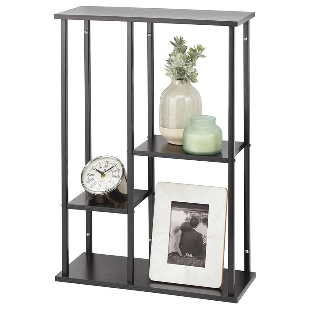 mDesign 4-Tier Wall Decor Storage Organizer Display Shelf, Black