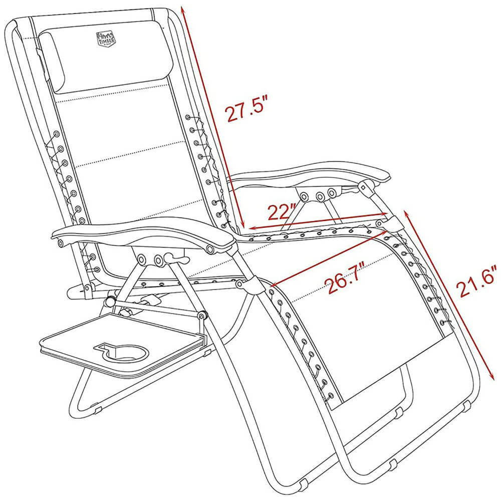 Timber Ridge Zero Gravity Oversized Folding Lounge Chair with Side Table and Cup Holder, Gray