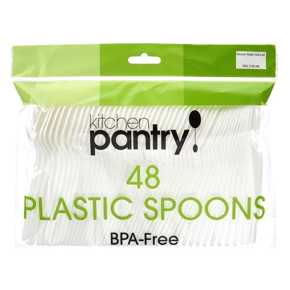 Kitchen Pantry Plastic Spoons, 48 Count