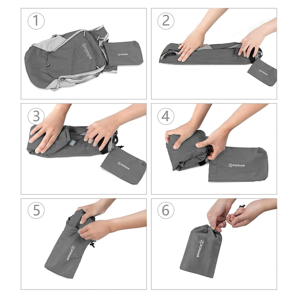 ZOMAKE Ultra Lightweight Packable Backpack, 18L, Medium Gray