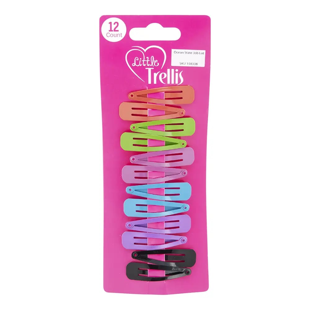 Little Trellis Assorted Color Hair Snap Clips, 12 Count