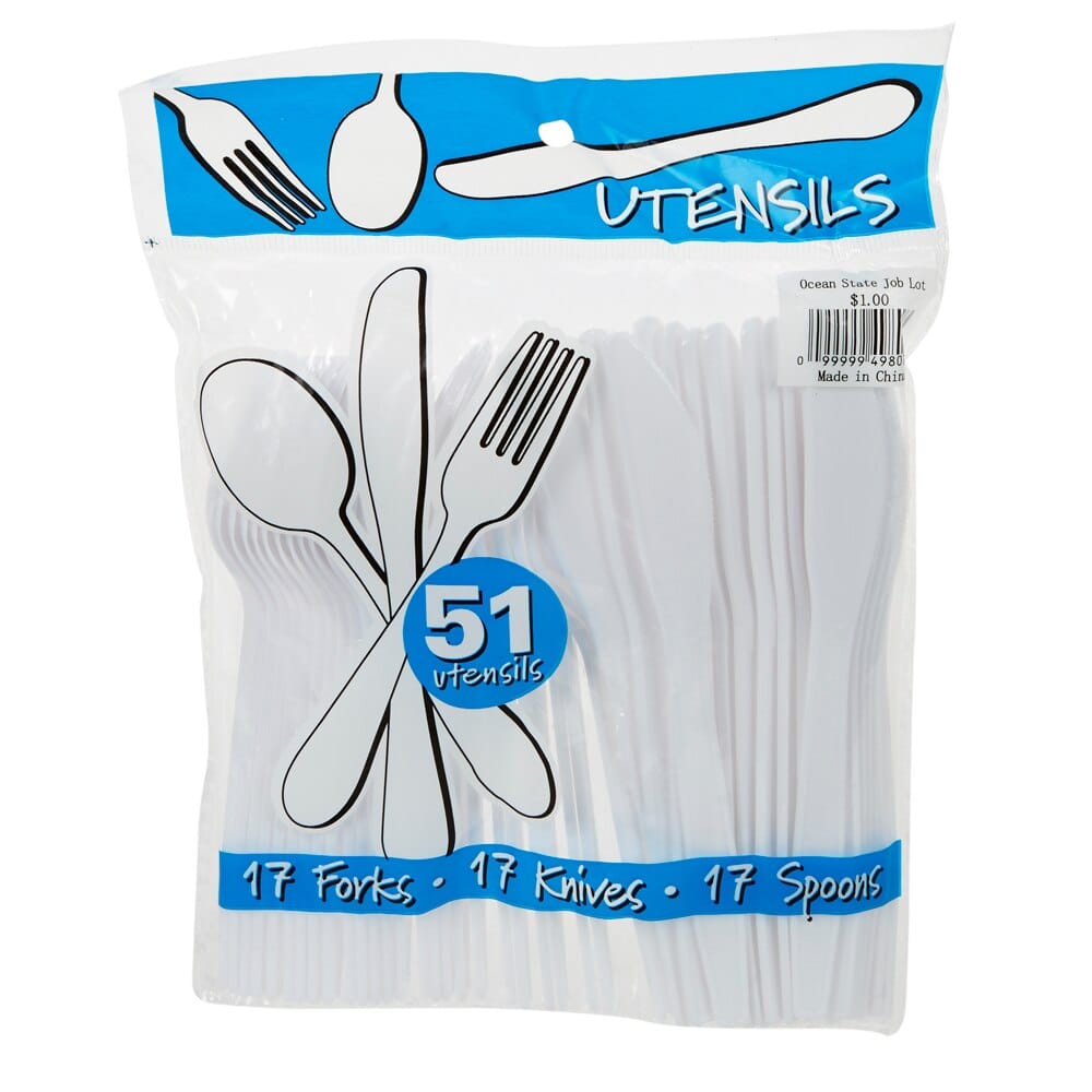 Plastic Cutlery Set, 51-Count